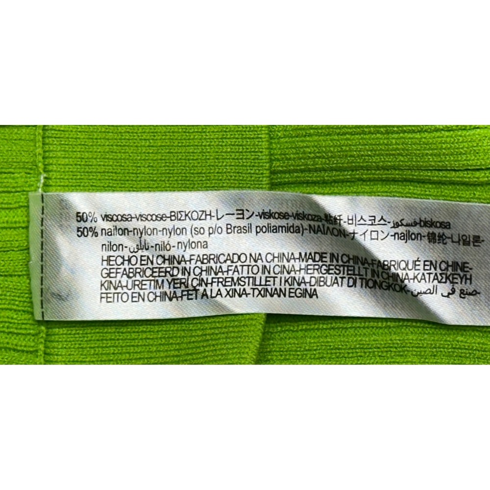 ZARA Ribbed Stretch Knit Flared Women's pants bright/lime green size large NWT - Picture 5 of 8